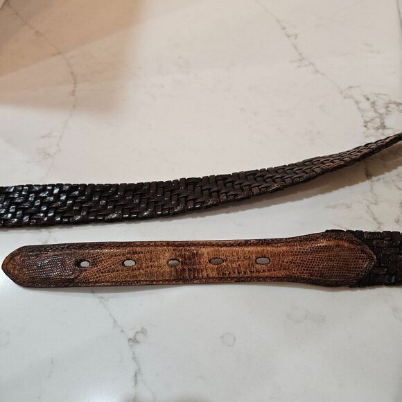 Brighton Men's Brown & Black Leather Braided Belt size 38 P4100 - Picture 9 of 11